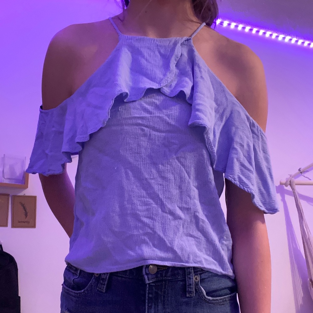 purple off the shoulder top